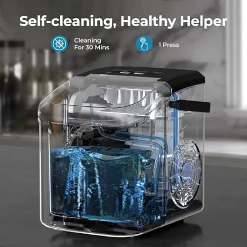 Antarctic Star Countertop Ice Maker Machine, 26 Lbs/Day, 8.7"W x 10.4"D x 11.2"H Black | Fast Bullet Ice in 6 Minutes thumbnail 4