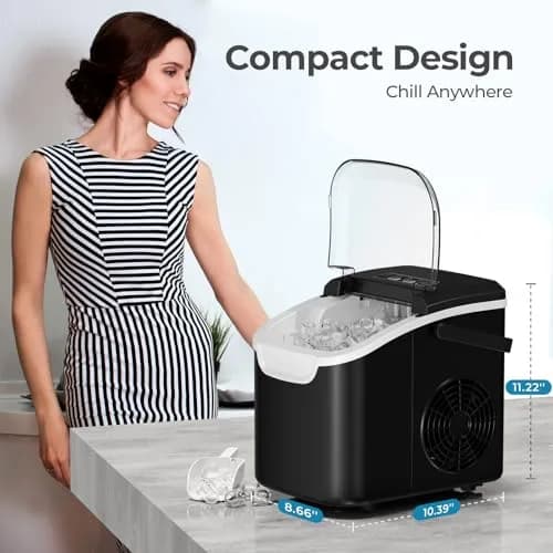 Antarctic Star Countertop Ice Maker Machine, 26 Lbs/Day, 8.7"W x 10.4"D x 11.2"H Black | Fast Bullet Ice in 6 Minutes thumbnail 6