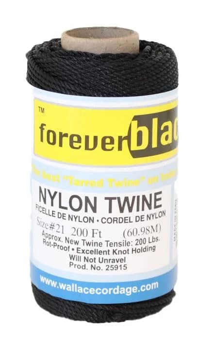 #21 X 200' Forever Black Tarred Twisted Nylon Twine 1/4 lb | Weather-Resistant, Heavy Duty Nylon Cord thumbnail 1