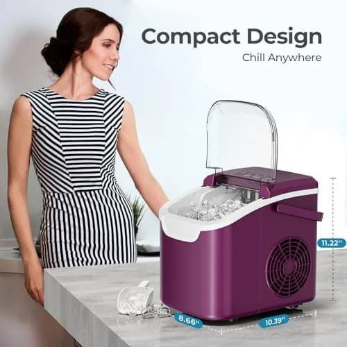 Antarctic Star Portable Countertop Ice Maker Machine 26lb/Day Bullet Ice | 8 Cubes in 6 Mins, Dark Purple thumbnail 7