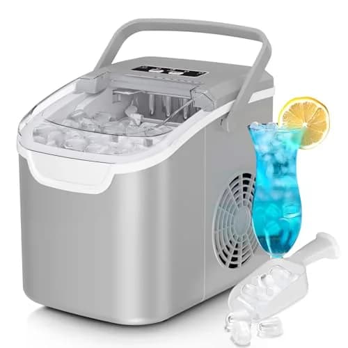 Antarctic Star Countertop Ice Maker Machine 26 lbs/day, Grey | Fast 6-Min Bullet Ice thumbnail 1