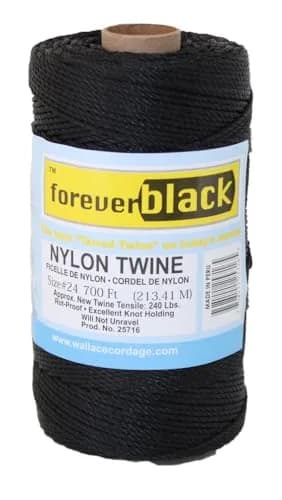#24 X 175' Forever Black Tarred Twisted Nylon Twine 1/4 lb | Weather-Resistant & Heavy Duty Nylon Cord thumbnail 1