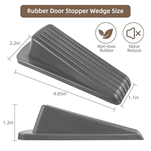 JZWBLILY Gray Rubber Door Stopper Wedge, 2 Pack | Fits Doors Up to 1.2" Clearance thumbnail 2