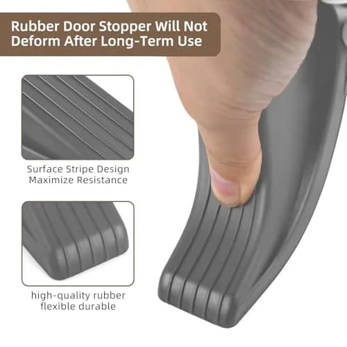 JZWBLILY Gray Rubber Door Stopper Wedge, 2 Pack | Fits Doors Up to 1.2" Clearance thumbnail 3