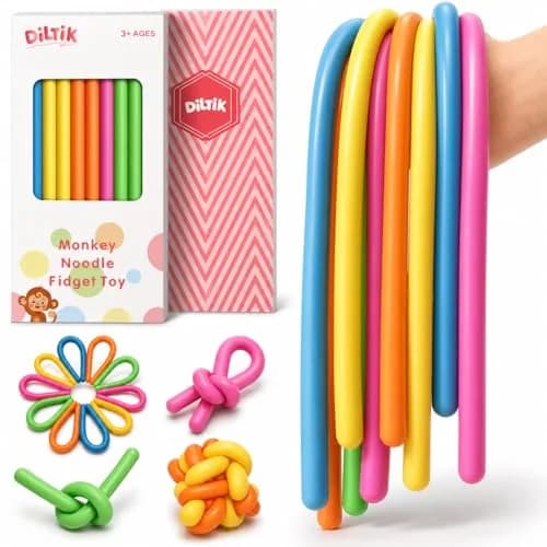 Diltik 10 Pack Stretchy Sensory Strings 11 inches (27.9 cm) | ASTM-Tested Non-Toxic TPR Fidget Toys for Kids Ages 3+ thumbnail 1