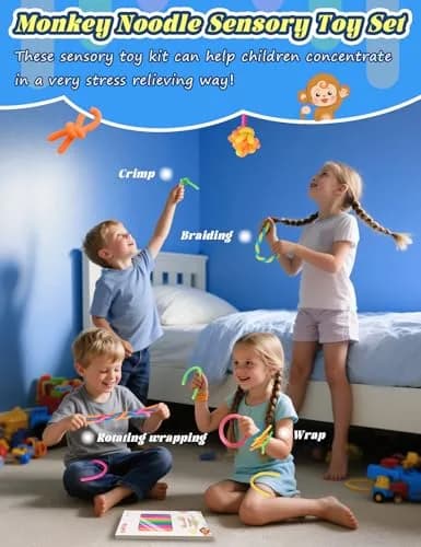 Diltik 10 Pack Stretchy Sensory Strings 11 inches (27.9 cm) | ASTM-Tested Non-Toxic TPR Fidget Toys for Kids Ages 3+ thumbnail 8