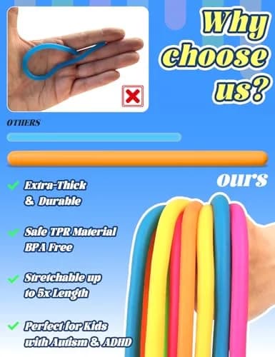 Diltik 10 Pack Stretchy Sensory Strings 11 inches (27.9 cm) | ASTM-Tested Non-Toxic TPR Fidget Toys for Kids Ages 3+ thumbnail 3
