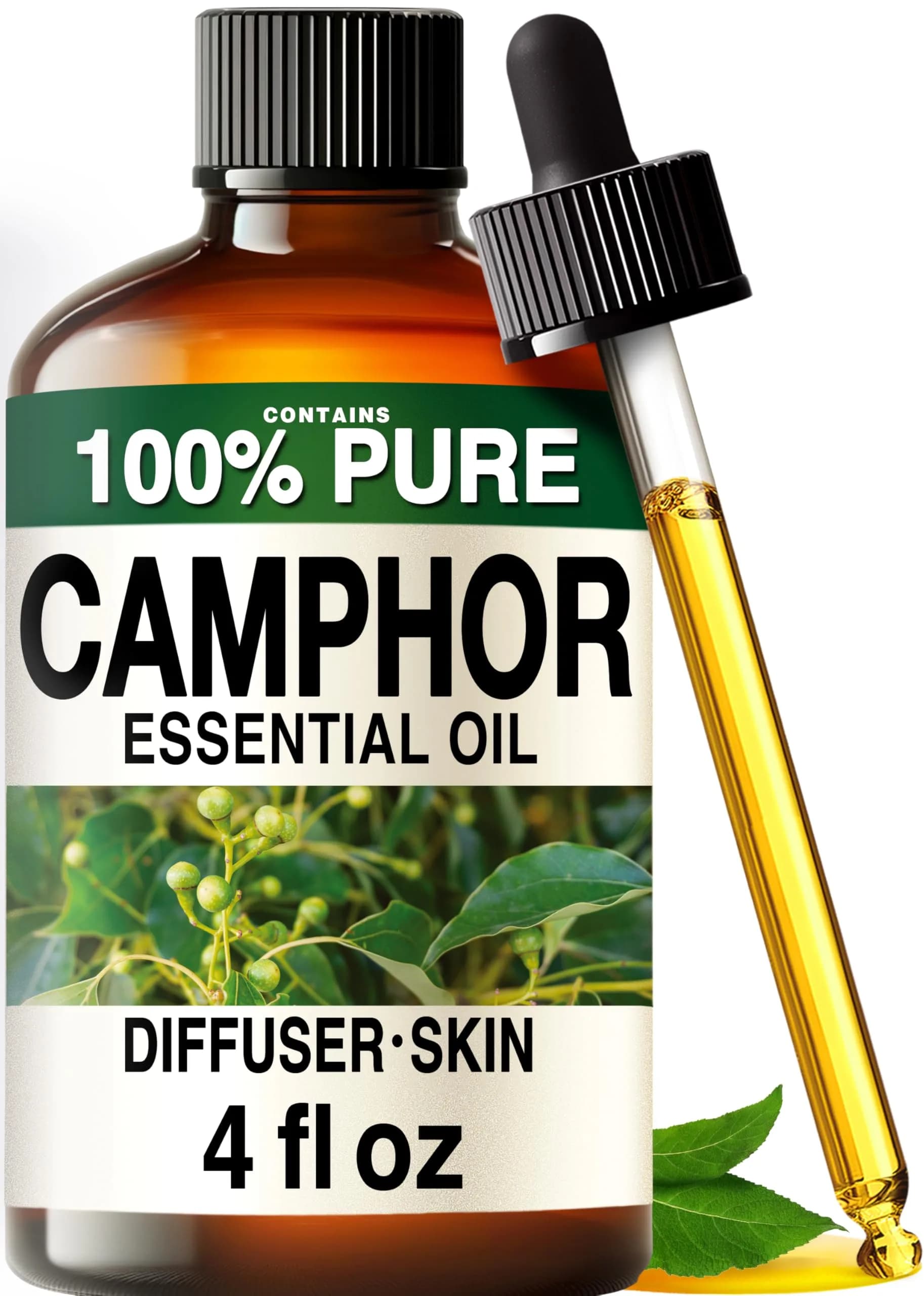 KUKKA Essential Oils Pure Camphor Oil | Hair, Skin, Diffuser, Aromatherapy & Soap Making Scent (4 Fl Oz / 118 ml) - main product image