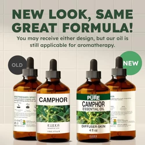 KUKKA Camphor Essential Oil 118ml (4 Fl Oz) | Pure, Undiluted, Cooling Scent for Skin, Diffuser, Muscle Relief thumbnail 7
