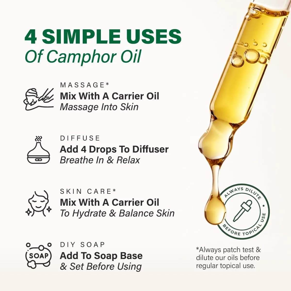 KUKKA Essential Oils Pure Camphor Oil | Hair, Skin, Diffuser, Aromatherapy & Soap Making Scent (4 Fl Oz / 118 ml) - view 5
