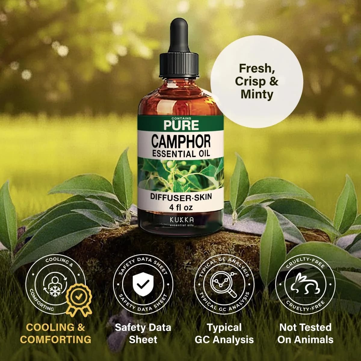KUKKA Essential Oils Pure Camphor Oil | Hair, Skin, Diffuser, Aromatherapy & Soap Making Scent (4 Fl Oz / 118 ml) - view 6