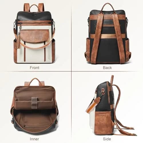 Shrrie Women's Laptop Backpack 15.6 inch | Water-Resistant Faux Leather Computer Bag with Luggage Strap & Anti-Theft Pocket (Maroon) thumbnail 8