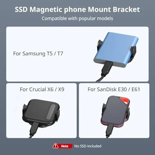 SMALLRIG SSD Magnetic Mount Bracket for MagSafe - 5157 | 45-70mm Clamp, 1/4"-20 Threads & Cold Shoe, Holds for Samsung T3/T5/SanDisk SSD, MagSafe thumbnail 4