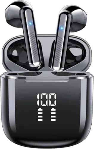 OYIB Bluetooth 5.3 Wireless Earbuds with ENC Mic, 25H Playtime, IPX7 Waterproof, Gray Black | Clear Calls & Fast Pairing thumbnail 1