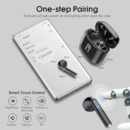 OYIB Bluetooth 5.3 Wireless Earbuds with ENC Mic, 25H Playtime, IPX7 Waterproof, Gray Black | Clear Calls & Fast Pairing thumbnail 6
