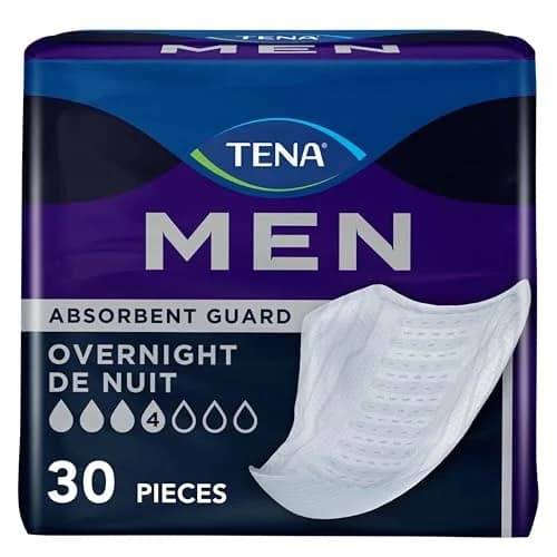 TENA Men Overnight Guards Incontinence Pads 30 ct | 8-Hour Protection for Men thumbnail 1