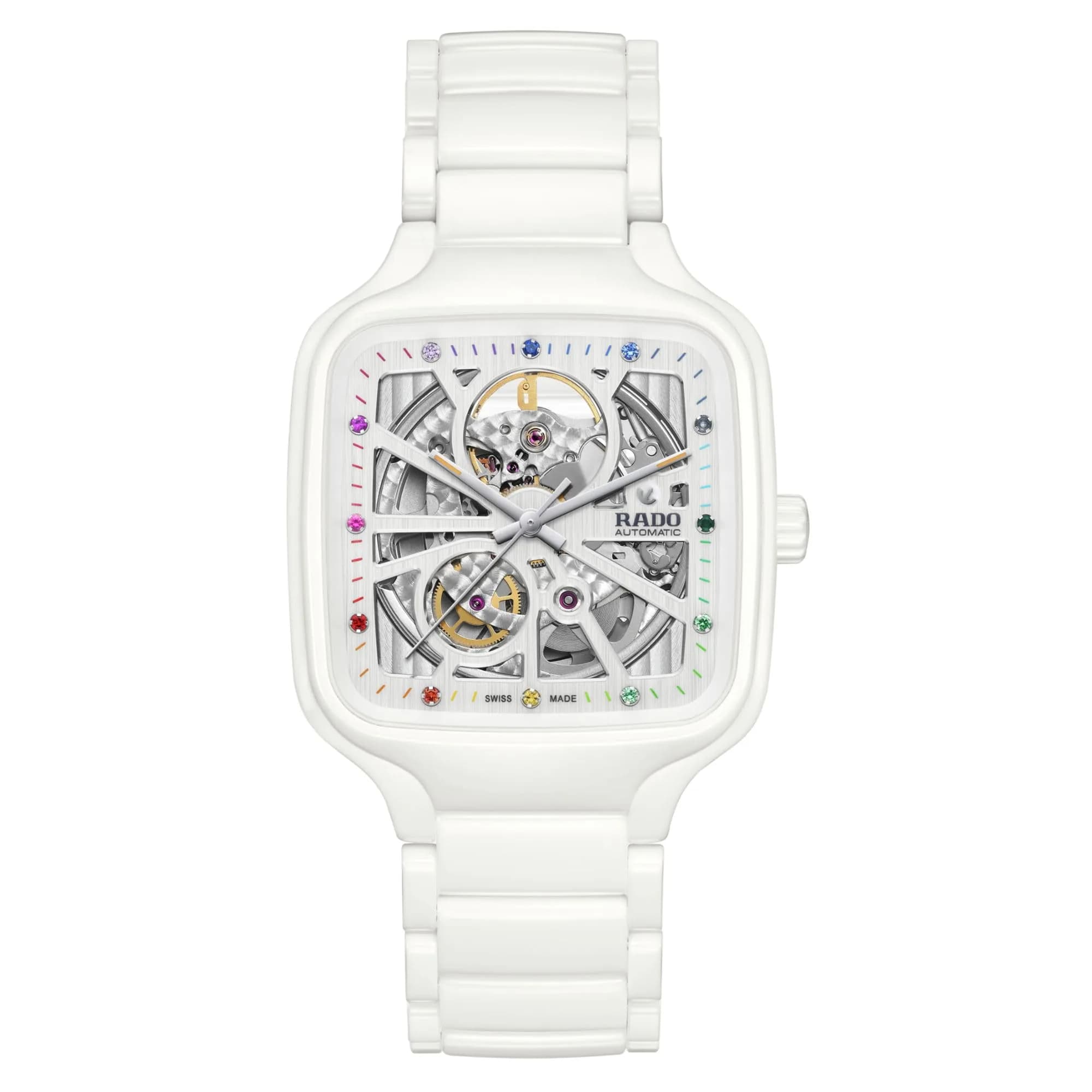 Rado True Square Automatic Swiss Watch 38mm | Unisex Ceramic Dial & Bracelet