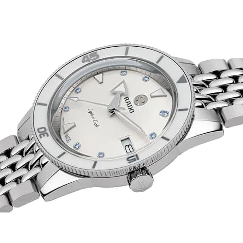 Rado Captain Cook Women's Automatic Swiss Watch 37mm White Dial with Date Grey Stainless Steel Bracelet thumbnail 2