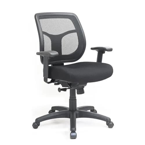 Eurotech Seating Apollo Mid-Back Swivel Office Chair, Black | Ergonomic Support & Breathable Mesh thumbnail 1