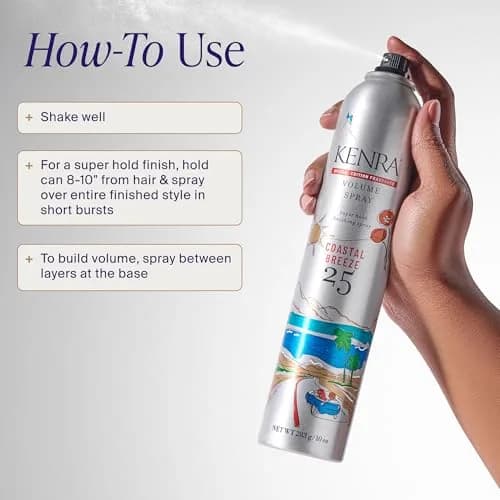Kenra Professional Volume Spray 25 Coastal Breeze 296ml (10 oz) | Super Hold Finishing Hairspray with Humidity Resistance thumbnail 5