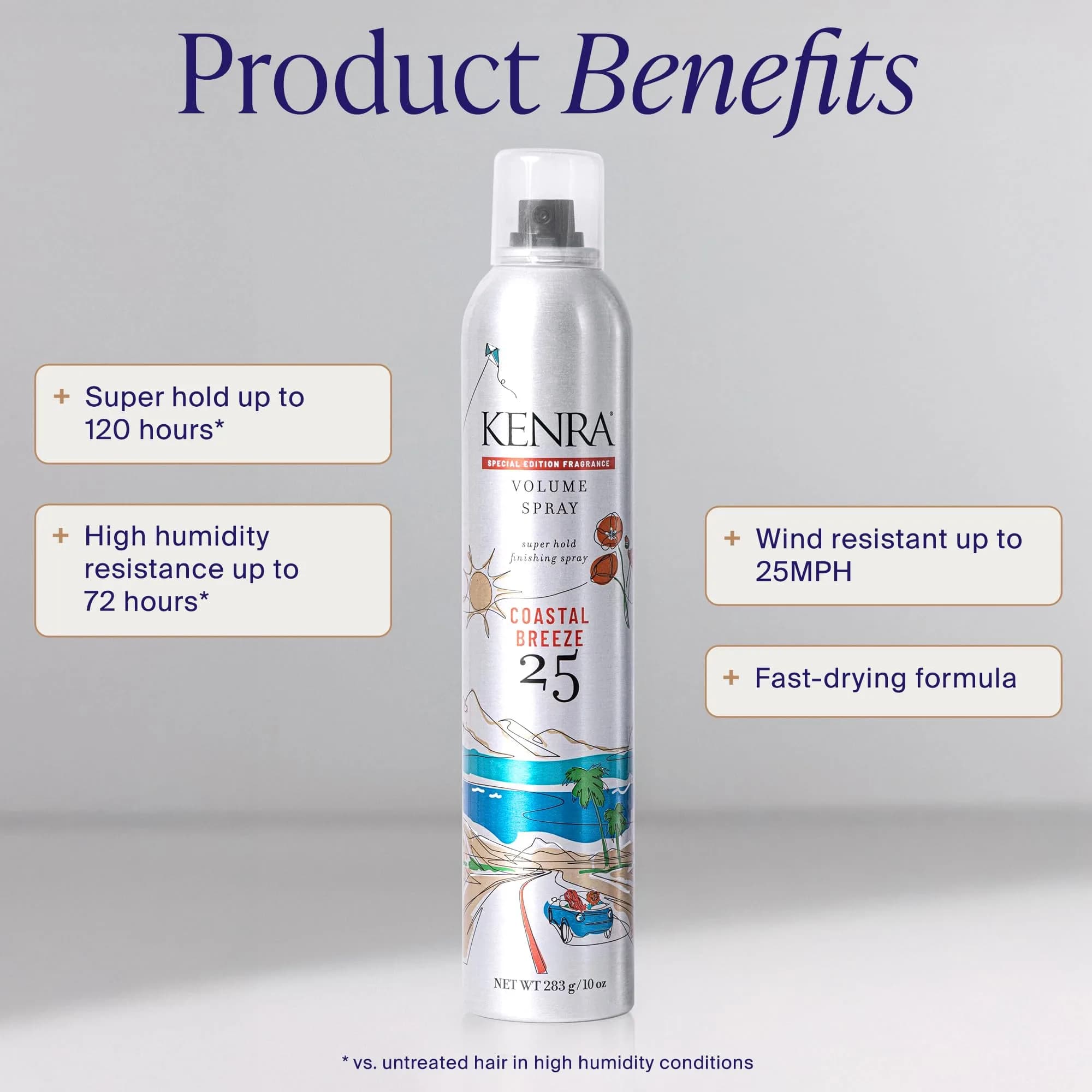 Kenra Professional Volume Spray 25 Coastal Breeze 296ml (10 oz) | Super Hold Finishing Hairspray with Humidity Resistance - view 2