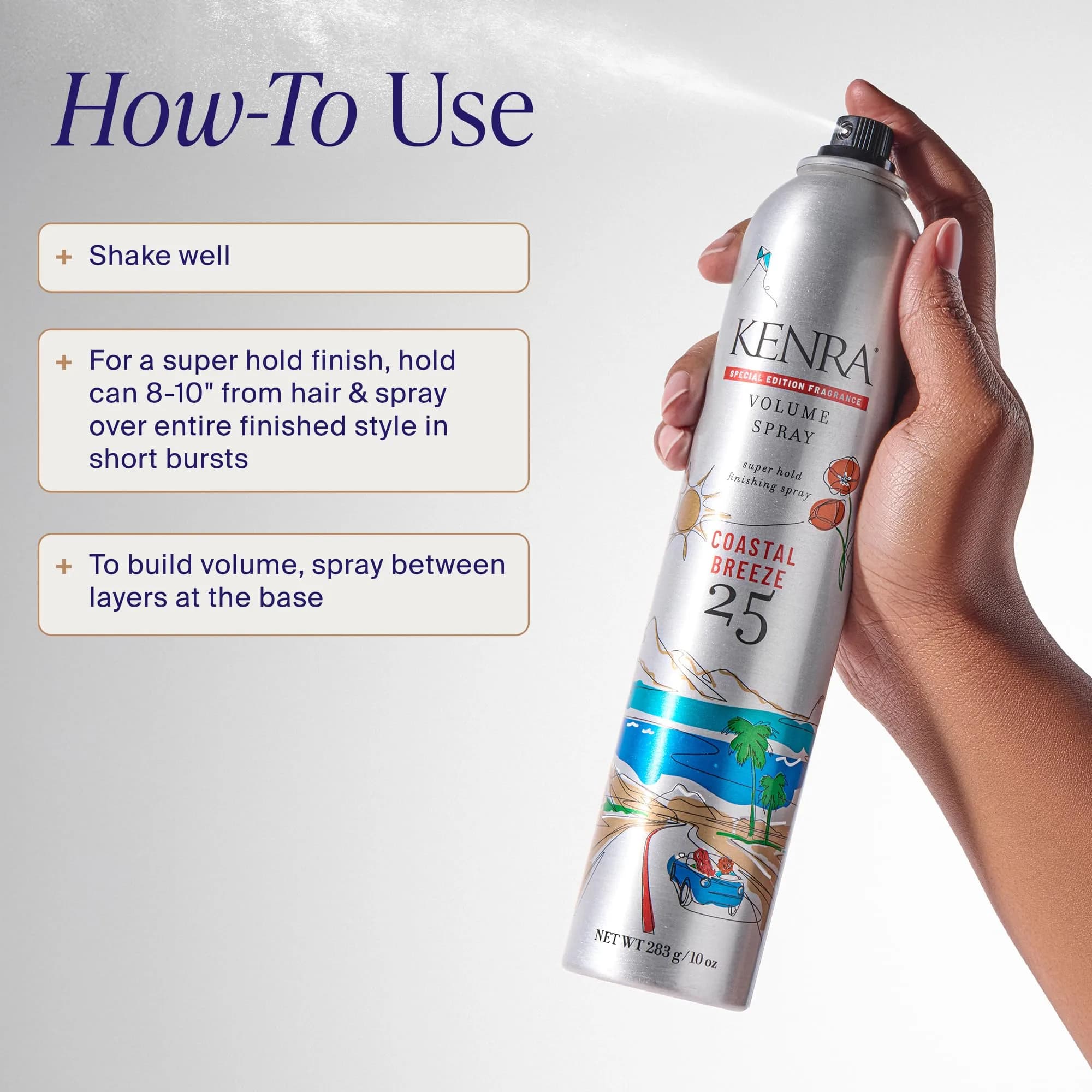 Kenra Professional Volume Spray 25 Coastal Breeze 296ml (10 oz) | Super Hold Finishing Hairspray - view 5