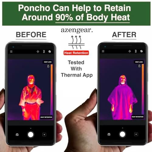 aZengear Emergency Survival Foil Poncho 4 Pack | Thermal Mylar Green Hooded Poncho for Camping & Hiking thumbnail 4