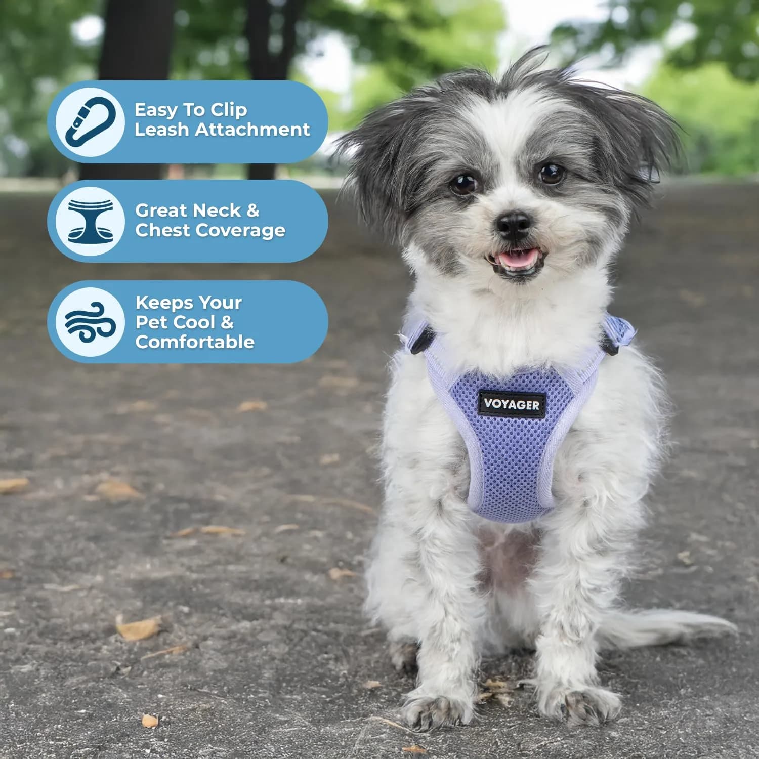 Voyager Step-in Flex Adjustable Dog Harness - Lavender, Small | Breathable Air Mesh, 3M Reflective, No-Pull Design - view 2