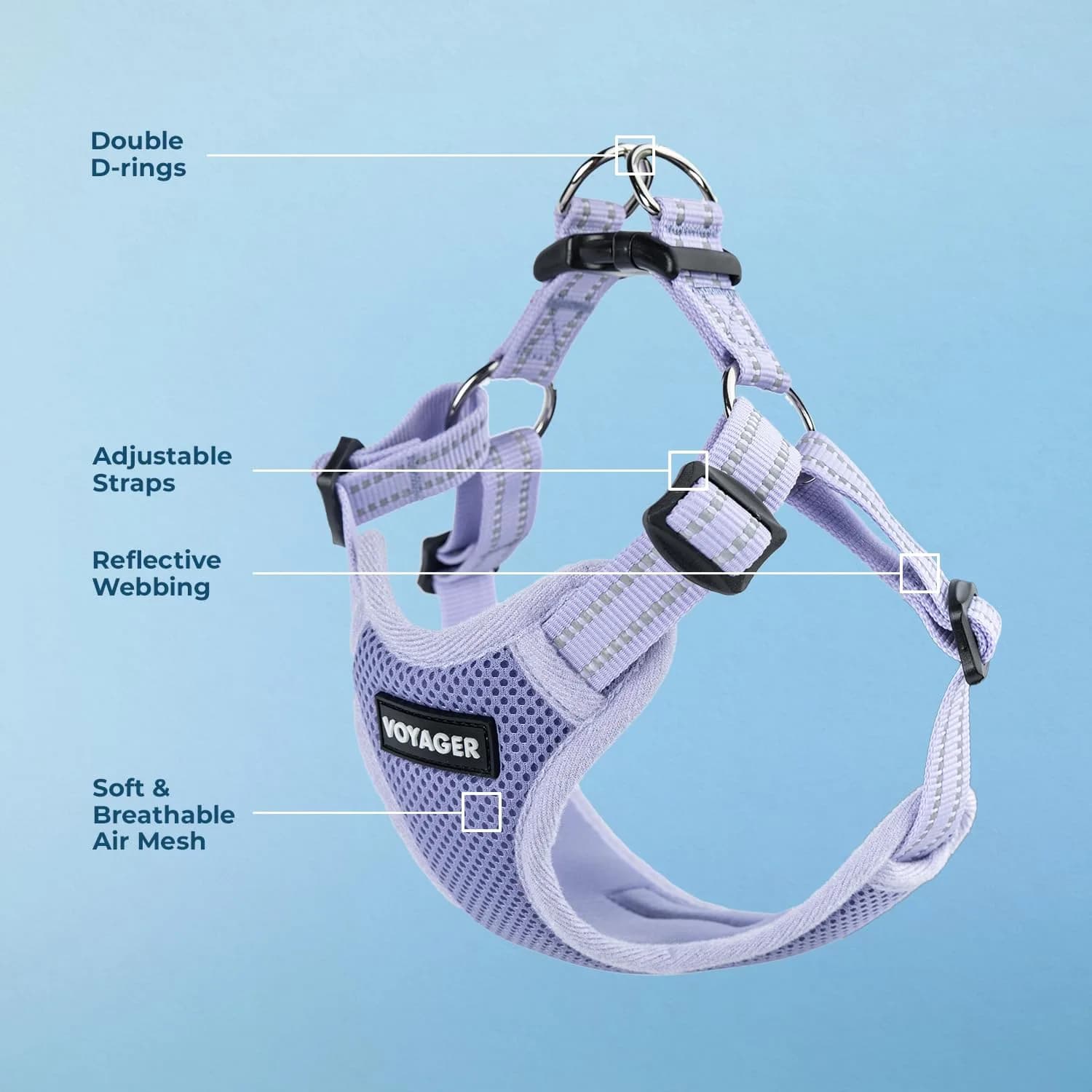 Voyager Step-in Flex Adjustable Dog Harness - Lavender, Small | Breathable Air Mesh, 3M Reflective, No-Pull Design - view 3
