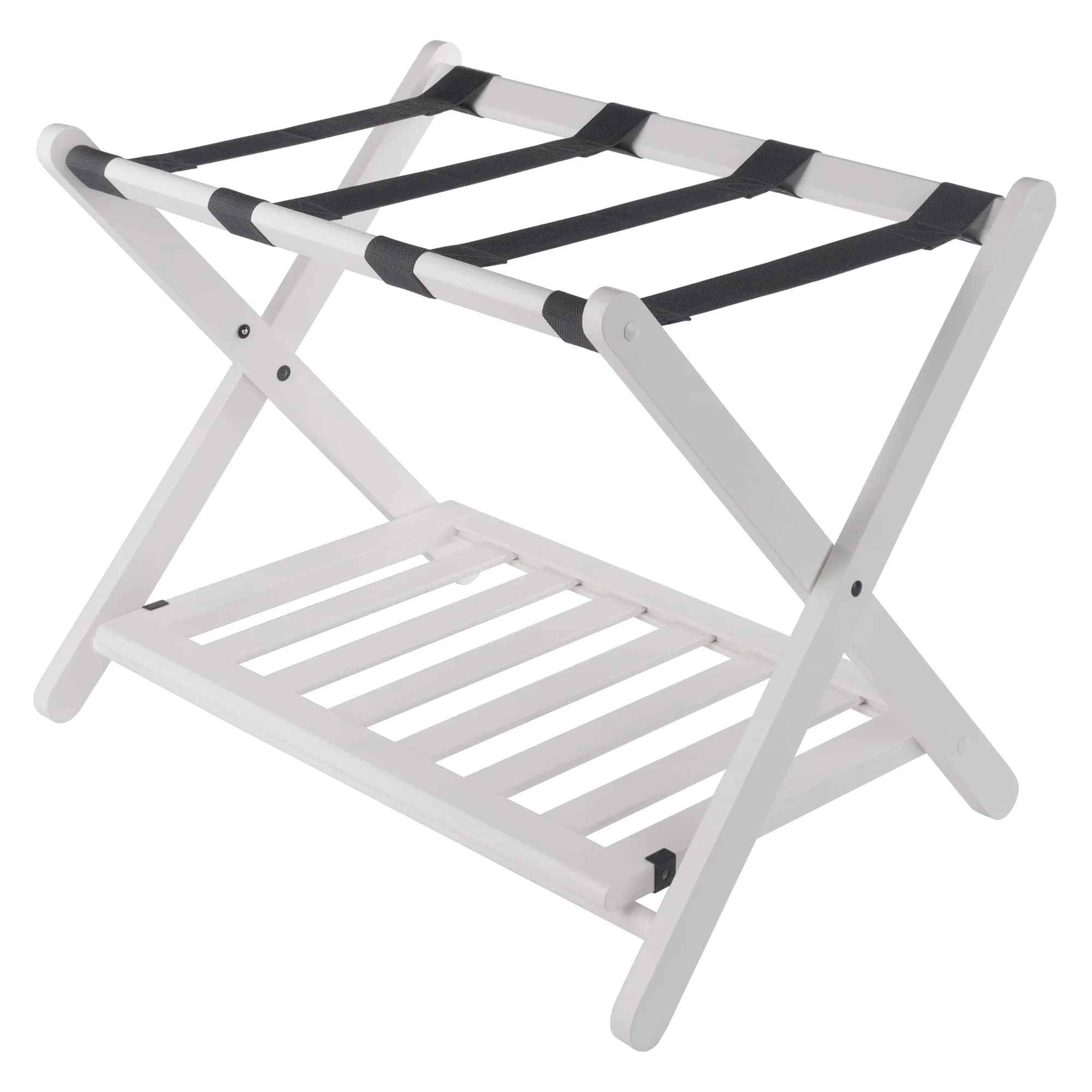 Winsome Reese Luggage Rack with Shelf | Foldable Solid Wood Guest Room Organizer - main product image