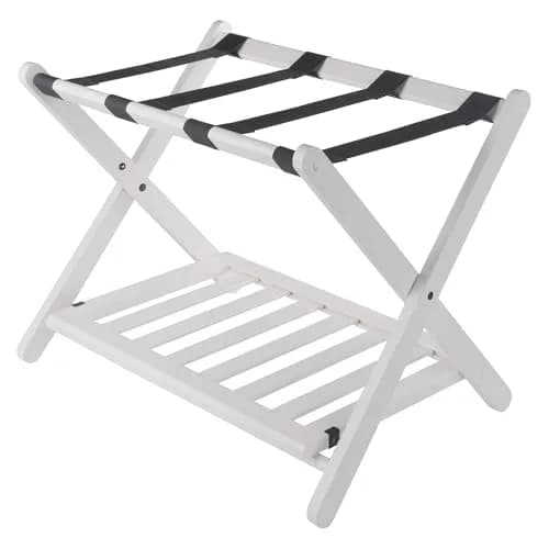 Winsome Reese Luggage Rack with Shelf | Foldable Solid Wood Guest Room Organizer thumbnail 1