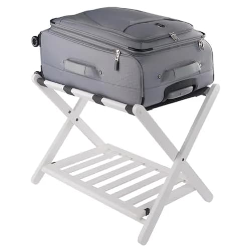 Winsome Reese Luggage Rack with Shelf | Foldable Solid Wood Guest Room Organizer thumbnail 2