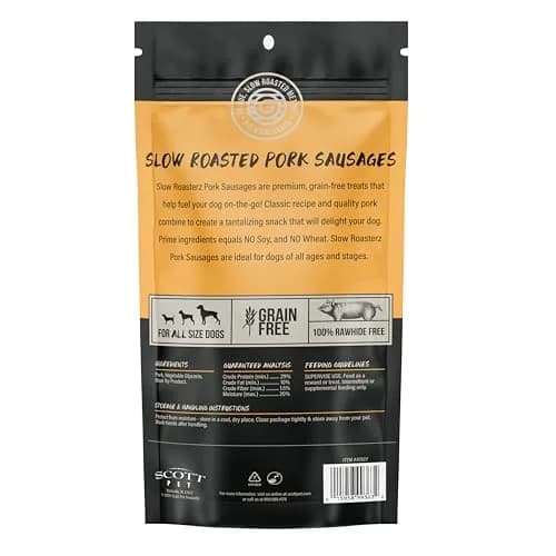 Grillerz Slow Roasterz Pork Sausages 4 Count | Rawhide-Free, High-Protein Dog Chews thumbnail 7