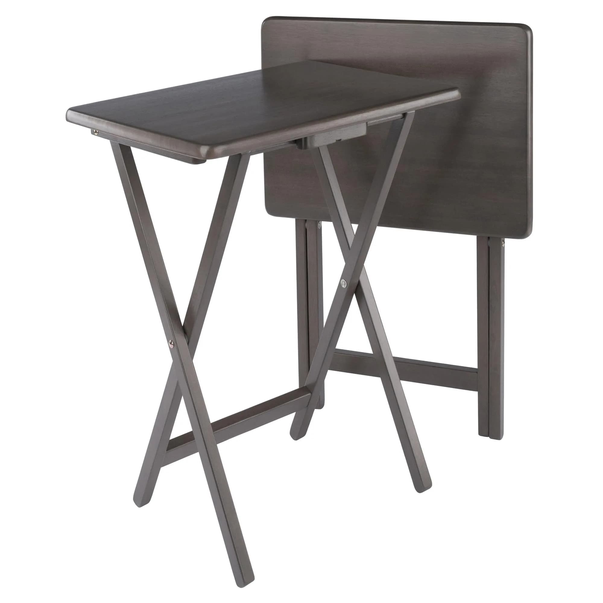 Winsome Alex Set of 2 Foldable Snack Tables, Oyster Gray | Space-Saving, Durable & Elegant — Oyster Gray