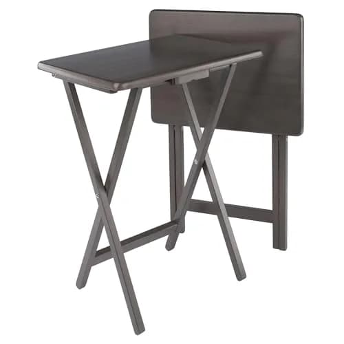 Winsome Alex Set of 2 Foldable Snack Tables, Oyster Gray | Space-Saving, Durable & Elegant thumbnail 1