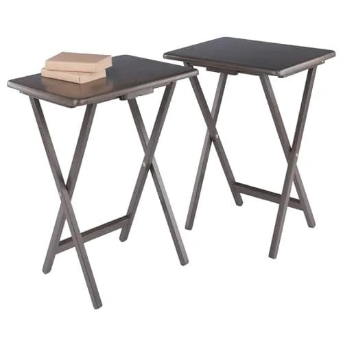 Winsome Alex Set of 2 Foldable Snack Tables, Oyster Gray | Space-Saving, Durable & Elegant thumbnail 2