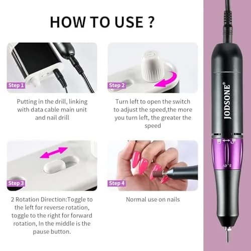 JODSONE Rechargeable Nail Drill 45000 RPM | Low Noise Portable for Home & Salon thumbnail 8