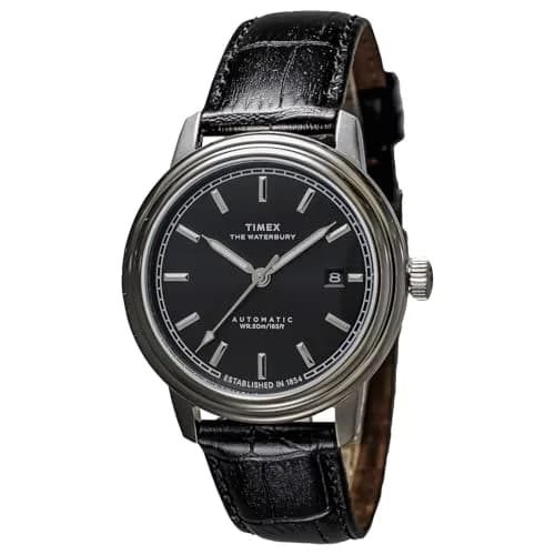 Timex Waterbury Automatic Watch 41mm | Water Resistant to 5 ATM, Mineral Glass, Black Dial, Stainless Steel thumbnail 1