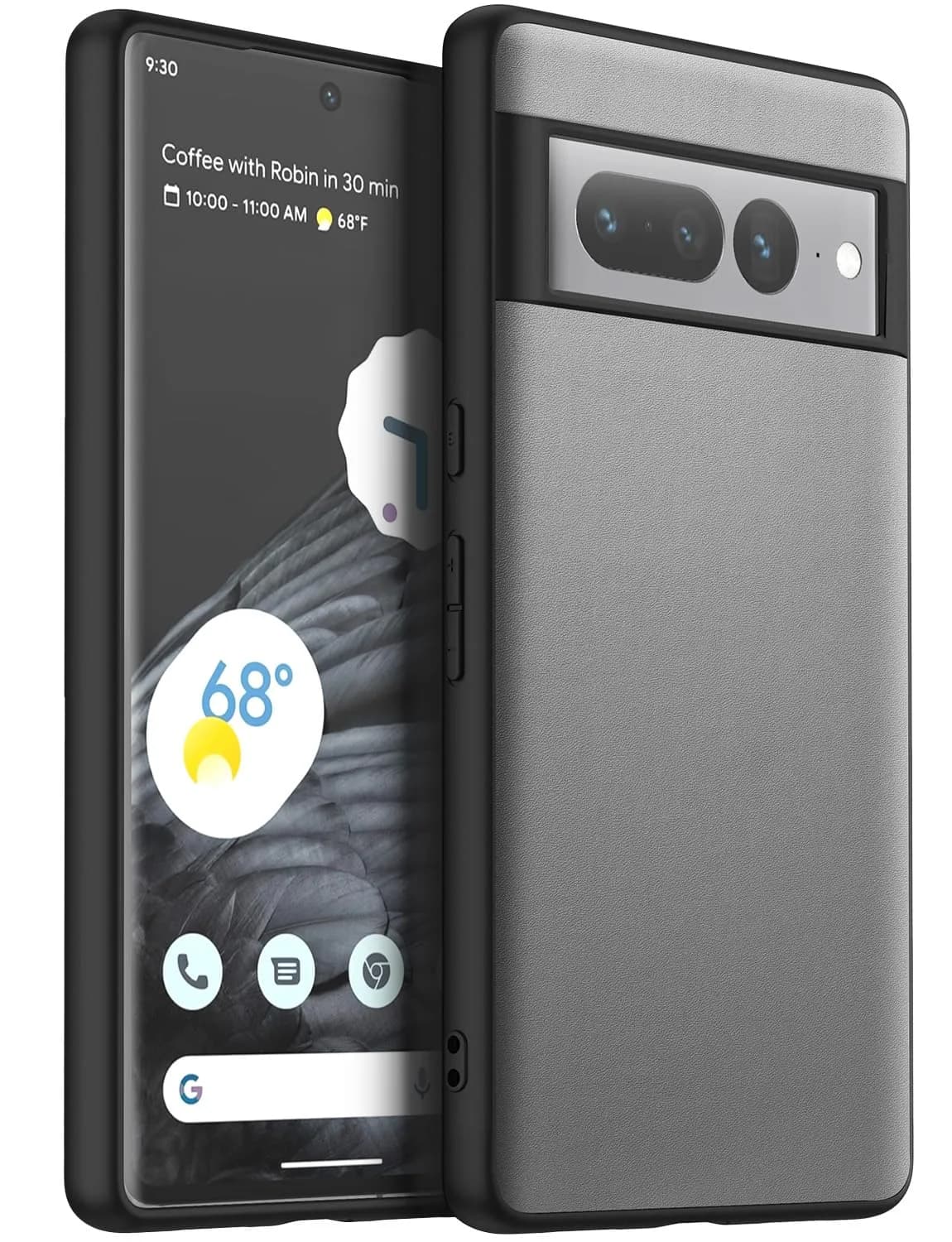 X-level PU Leather Case for Google Pixel 7 Pro, Shockproof, Non-Slip, Gray | Vintage Leather Design — Silicone Leather-Grey