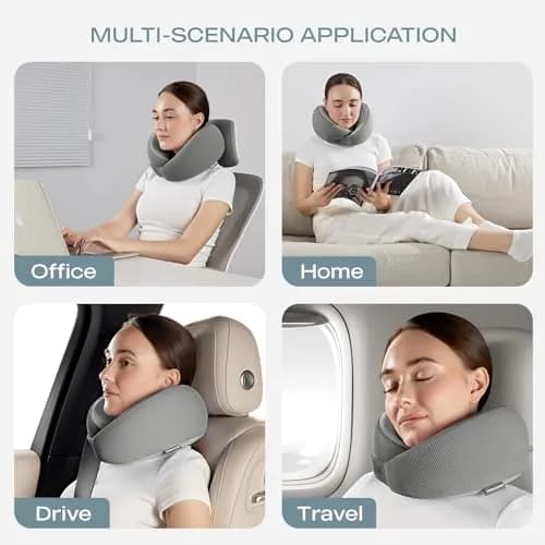 Skechers Memory Foam Neck Pillow Grey | Breathable & Ergonomic Travel Support thumbnail 7