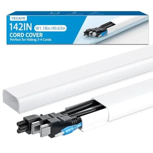 Yecaye White Cord Management Cover 360.68cm (142in) | Conceals 3-4 Cables for Home Office thumbnail 1