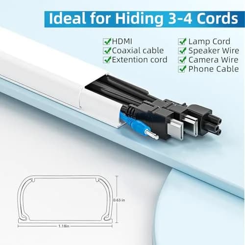 Yecaye White Cord Management Cover 360.68cm (142in) | Conceals 3-4 Cables for Home Office thumbnail 2