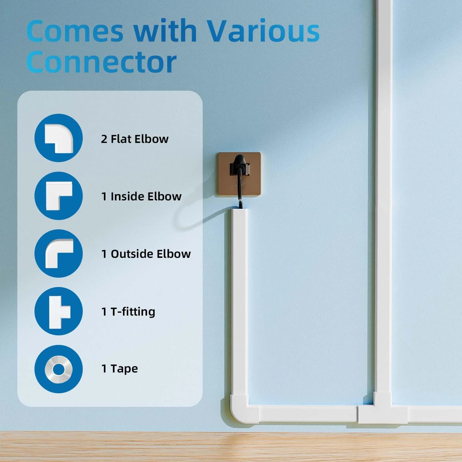 Yecaye White Cord Management Cover 360.68cm (142in) | Conceals 3-4 Cables for Home Office - view 3