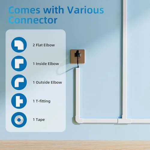 Yecaye White Cord Management Cover 142in (360.7cm) | Conceals 2-3 Cables on Walls thumbnail 3