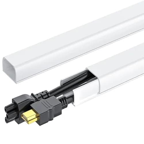 Yecaye White Cord Management Cover 360.68cm (142in) | Conceals 3-4 Cables for Home Office — White / Medium-142*0.94*0.47in