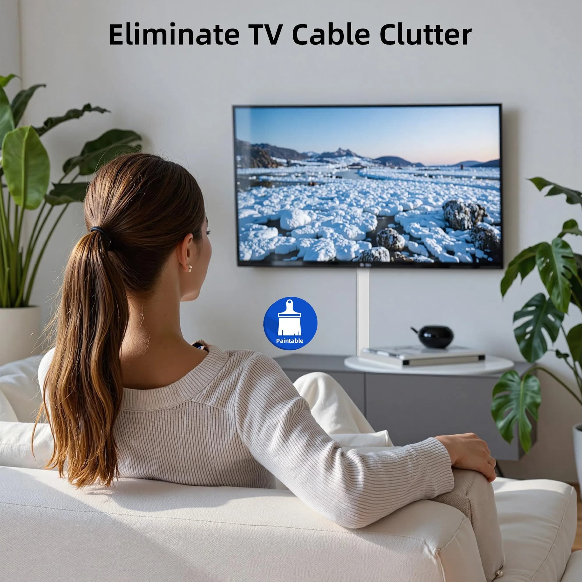 Delamu Large 142in White Cable Raceway Kit | Accommodates 3-4 Cables, Paintable & Cuttable for Wall Mounting - view 7