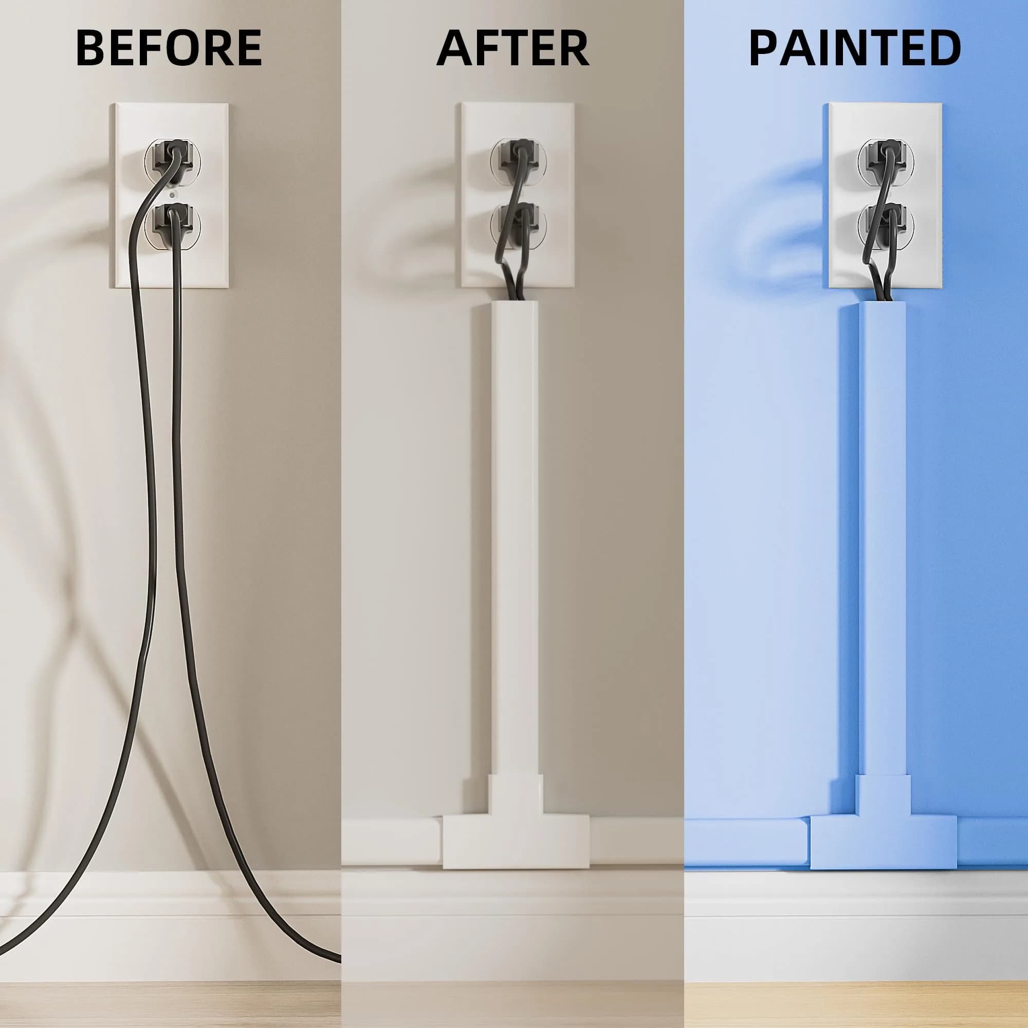 Delamu Large White Cable Wire Hider, 142 inches Long | Conceals 3-4 Thin Cords - view 4