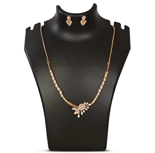 Nilu's Collection Jewelry Set Rose Gold/Silver Plated | American Diamond Stones | Anti Tarnish | Perfect for Weddings & Occasions (Large) thumbnail 2