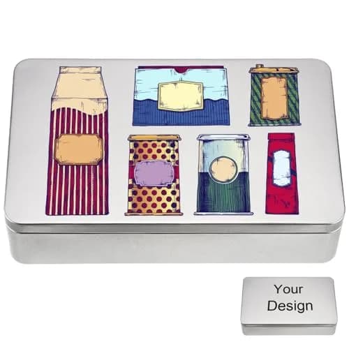 Hotop Silver Metal Tins with Lid Storage Box 215mm (8.5 Inch) | 8 Pack Classic Rectangular Containers thumbnail 4