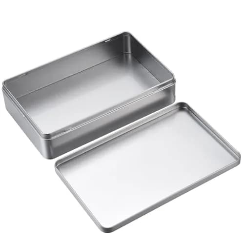 Hotop Silver Metal Tins with Lid Storage Box 215mm (8.5 Inch) | 8 Pack Classic Rectangular Containers thumbnail 7